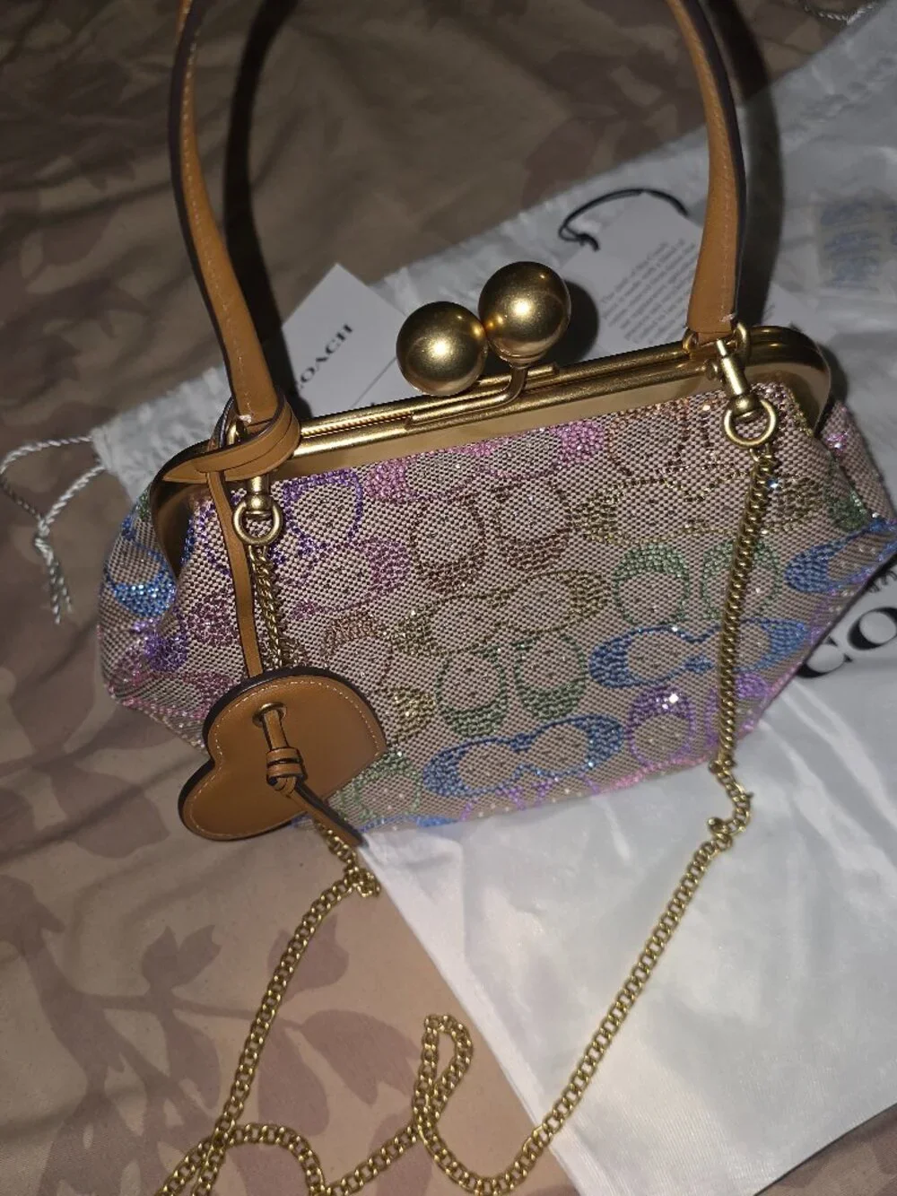 Coach Rainbow Kisslock mini bag with tags and dust bag